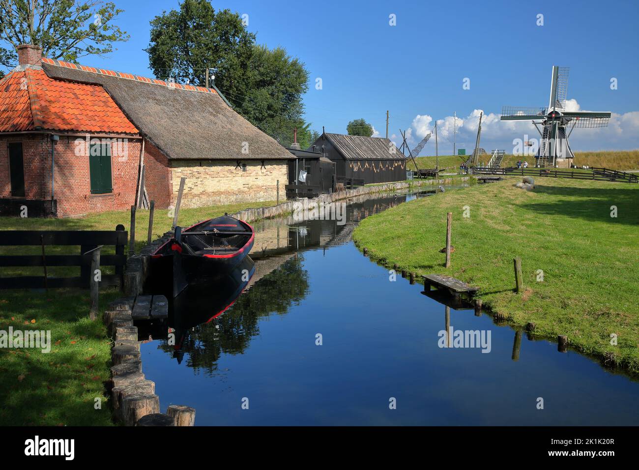 ENKHUIZEN, NETHERLANDS - SEPTEMBER 11, 2022: Zuiderzeemuseum, an open air museum on the shore of Ijsselmeer, with traditional fishermen cottages Stock Photo