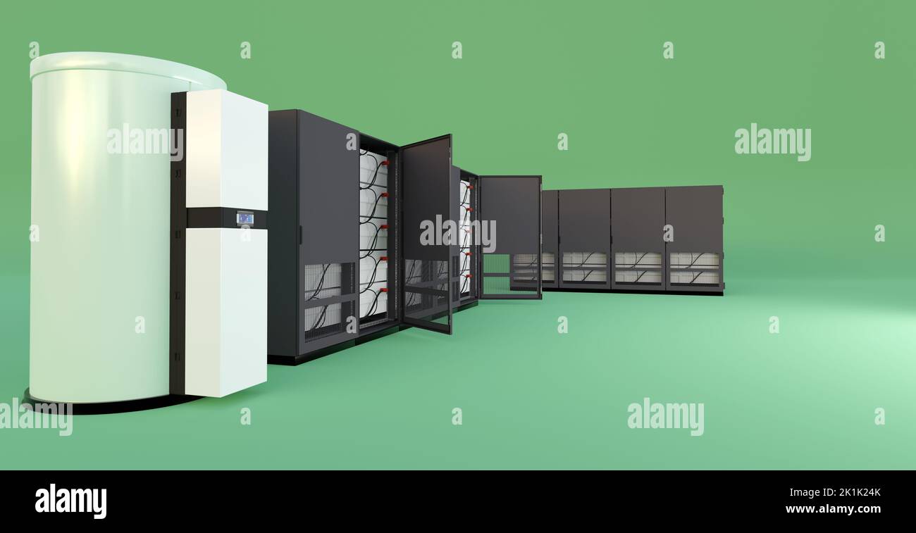 A modern battery storage for small business, 3D illustration Stock Photo