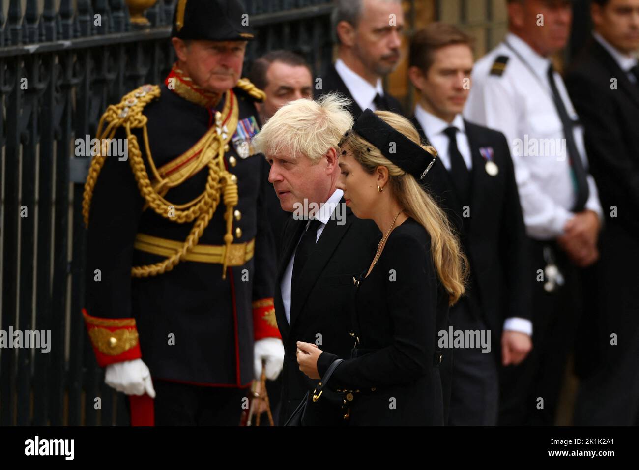 Former British Prime Minister Boris Johnson arrives at Westminster Abbey on the day of the state funeral and burial of Britain's Queen Elizabeth, in London, Britain, September 19, 2022.  REUTERS/Kai Pfaffenbach Stock Photo