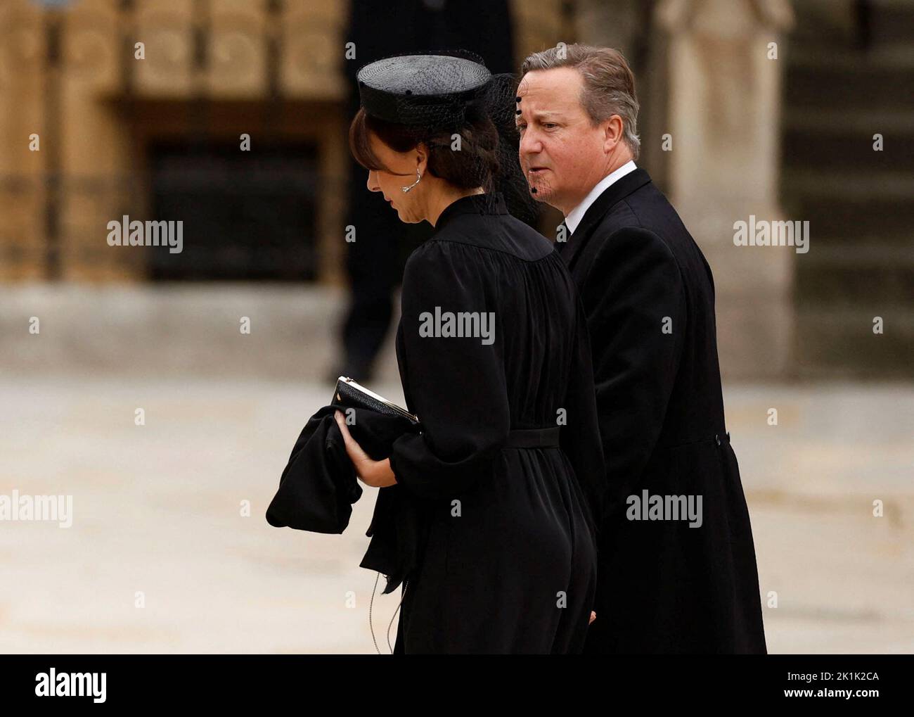 Former British Prime Minister David Cameron and his wife Samantha Cameron arrive at Westminster Abbey, on the day of the state funeral and burial of Britain's Queen Elizabeth, in London, Britain, September 19, 2022  REUTERS/John Sibley Stock Photo