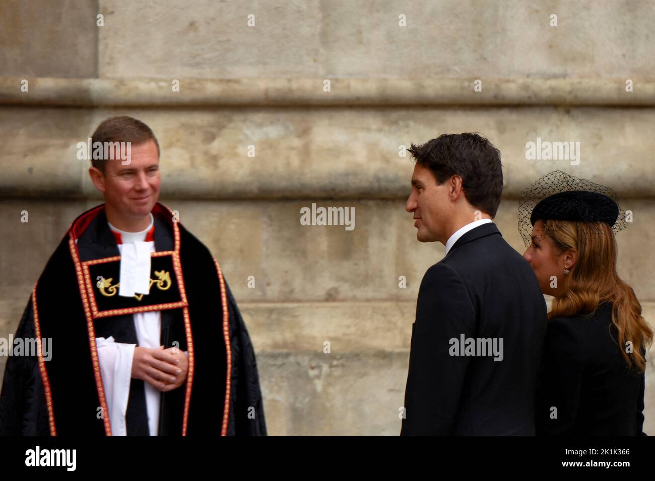 Canada's Prime Minister Justin Trudeau arrives at Westminster Abbey on the day of the state funeral and burial of Britain's Queen Elizabeth, in London, Britain, September 19, 2022.  REUTERS/Kai Pfaffenbach Stock Photo