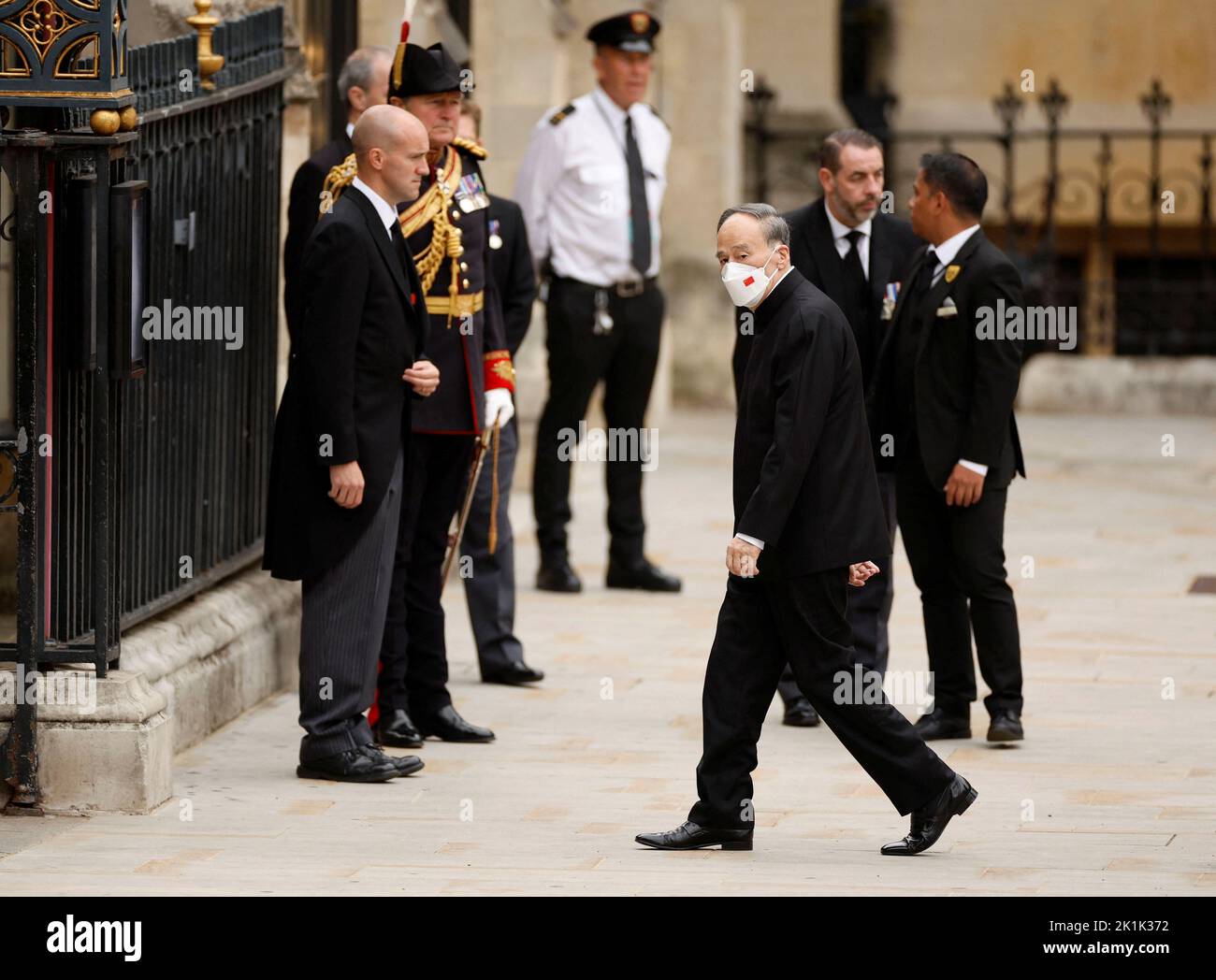 China's Vice President Wang Qishan arrives at Westminster Abbey on the day of the state funeral and burial of Britain's Queen Elizabeth, in London, Britain, September 19, 2022   REUTERS/John Sibley Stock Photo