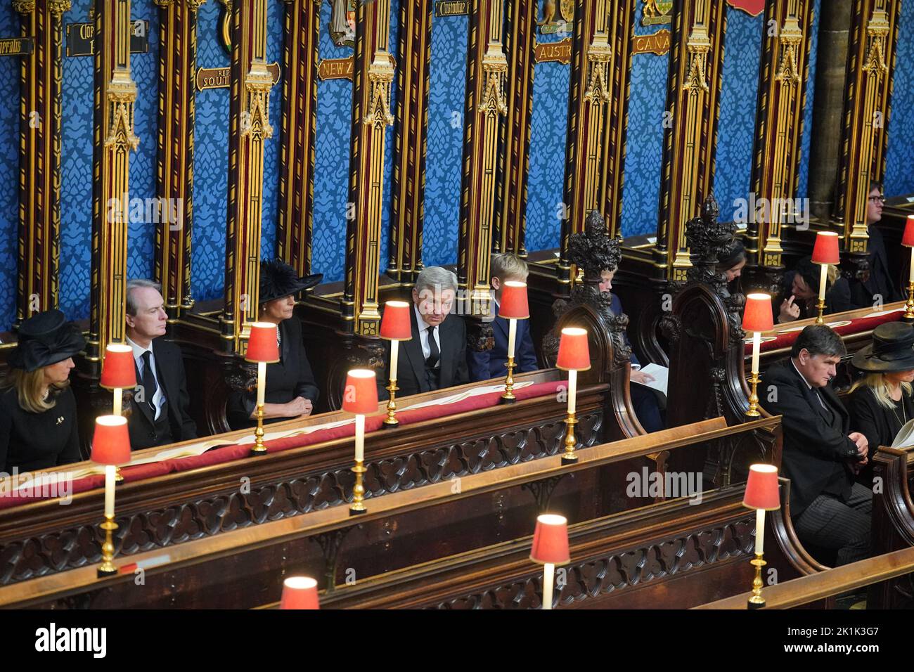 Carole Middleton (third from left) and Michael Middleton (fourth from left) at the State Funeral of Queen Elizabeth II, held at Westminster Abbey, London. Picture date: Monday September 19, 2022. Stock Photo