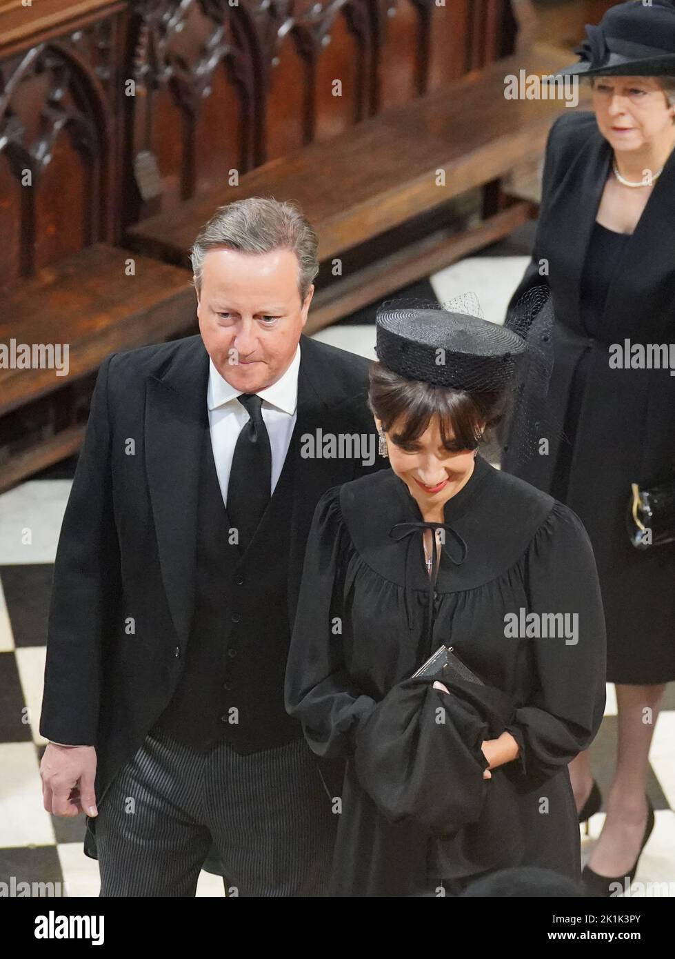 Former prime minister David Cameron and his wife Samanatha Cameron arriving at the State Funeral of Queen Elizabeth II, held at Westminster Abbey, London. Picture date: Monday September 19, 2022. Stock Photo