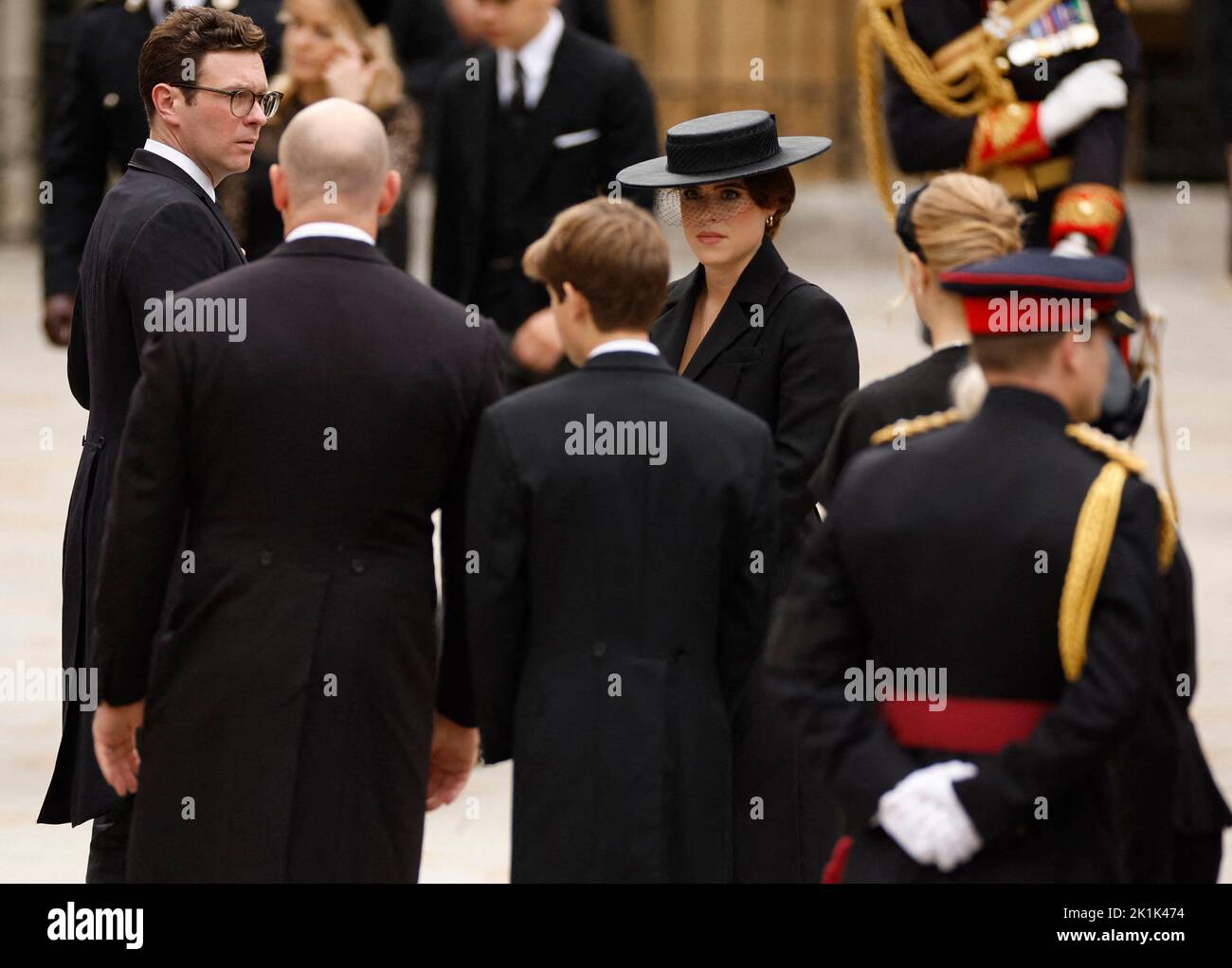 Britain's Princess Eugenie and Jack Brooksbank at Westminster Abbey on the day of state funeral and burial of Britain's Queen Elizabeth, in London, Britain, September 19, 2022 REUTERS/John Sibley Stock Photo