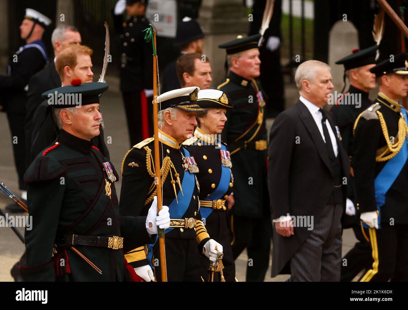 Britain's King Charles attends on the day of the state funeral and burial of Britain's Queen Elizabeth, in London, Britain, September 19, 2022.  REUTERS/Kai Pfaffenbach Stock Photo