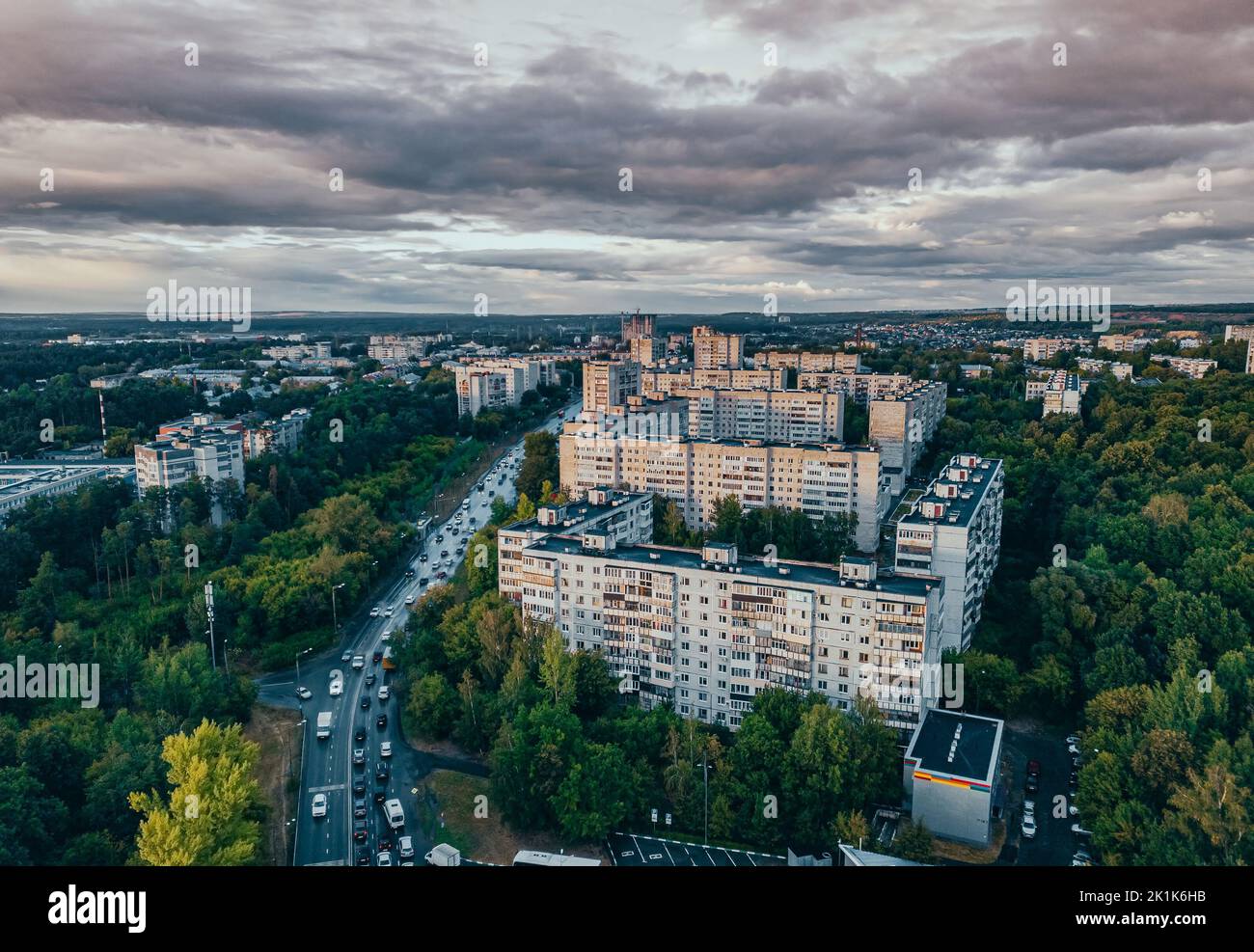 Old Soviet apartment buildings in the middle of the woods. Typical