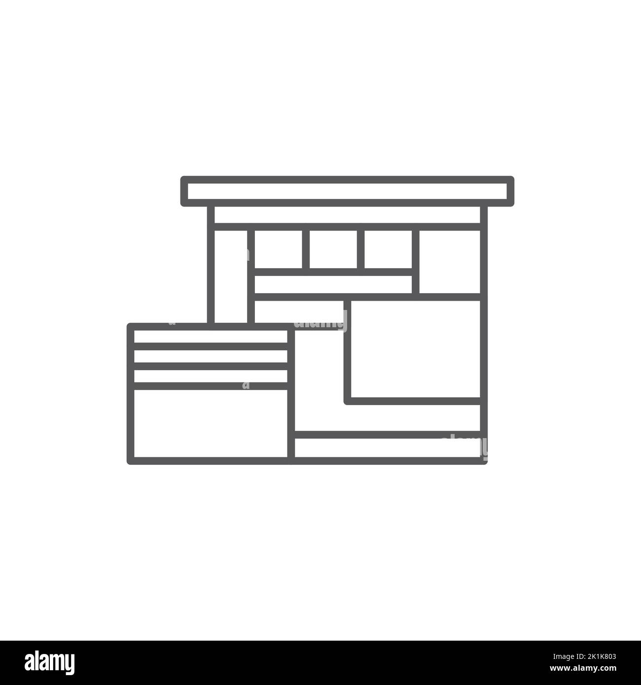 Modern house, mansion, residence, line illustration, real estate icon ...