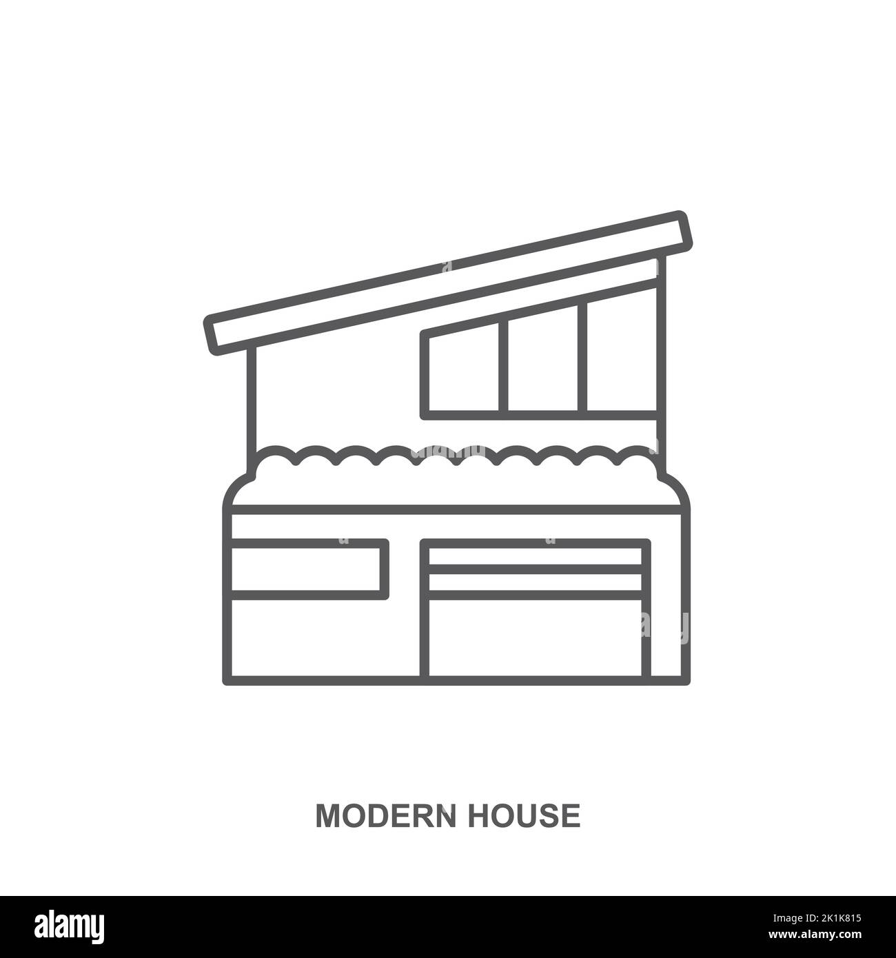 Modern house, mansion, residence, line illustration, real estate icon ...