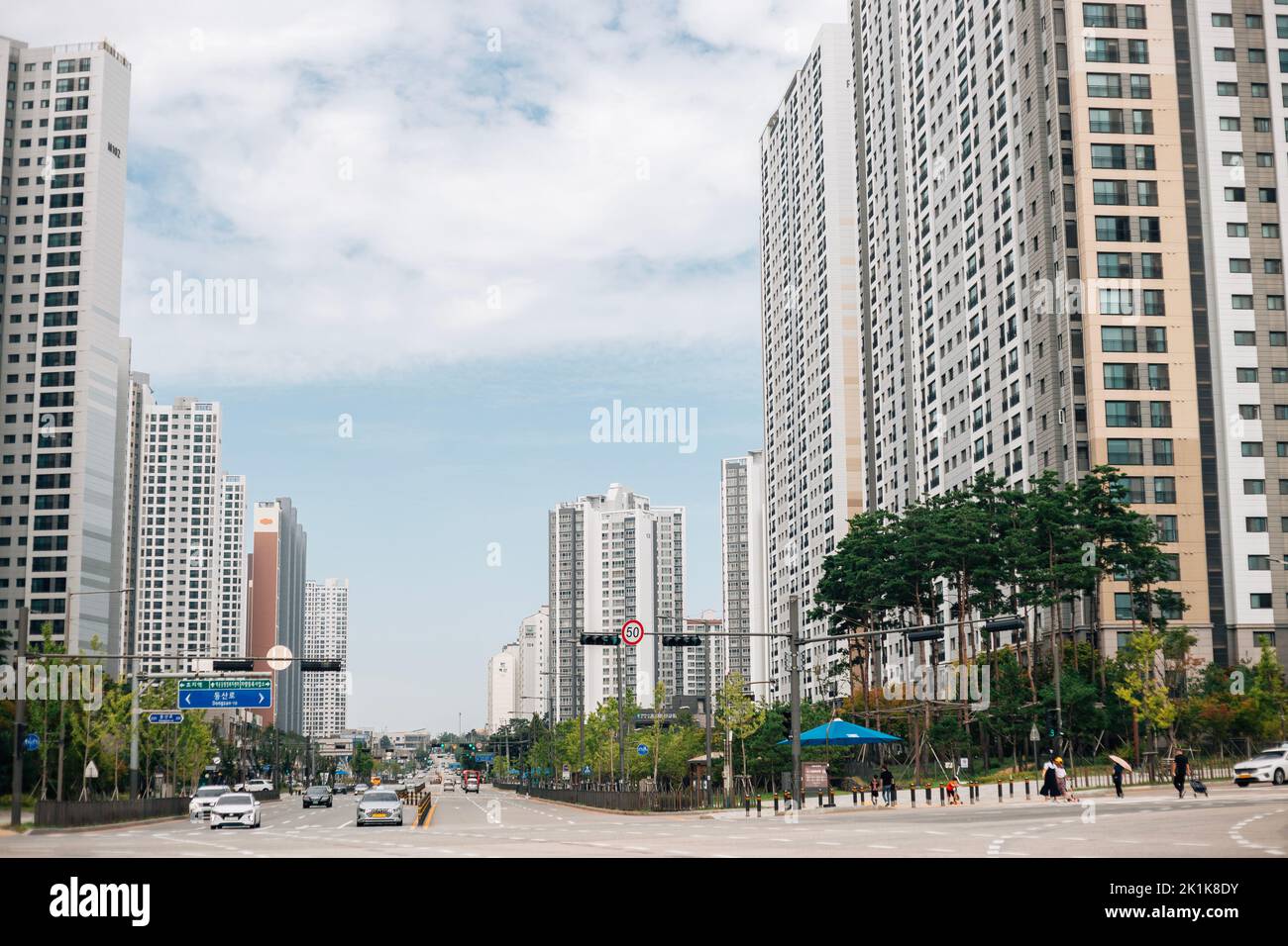 Ansan, Korea September 18, 2022 apartment building and city street