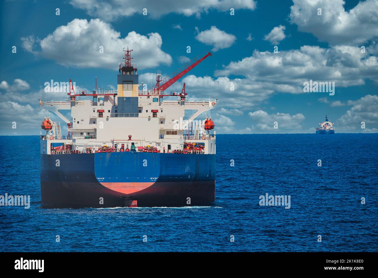 A huge ship preparing for an STS operation in OPL Malta at in cloudy
