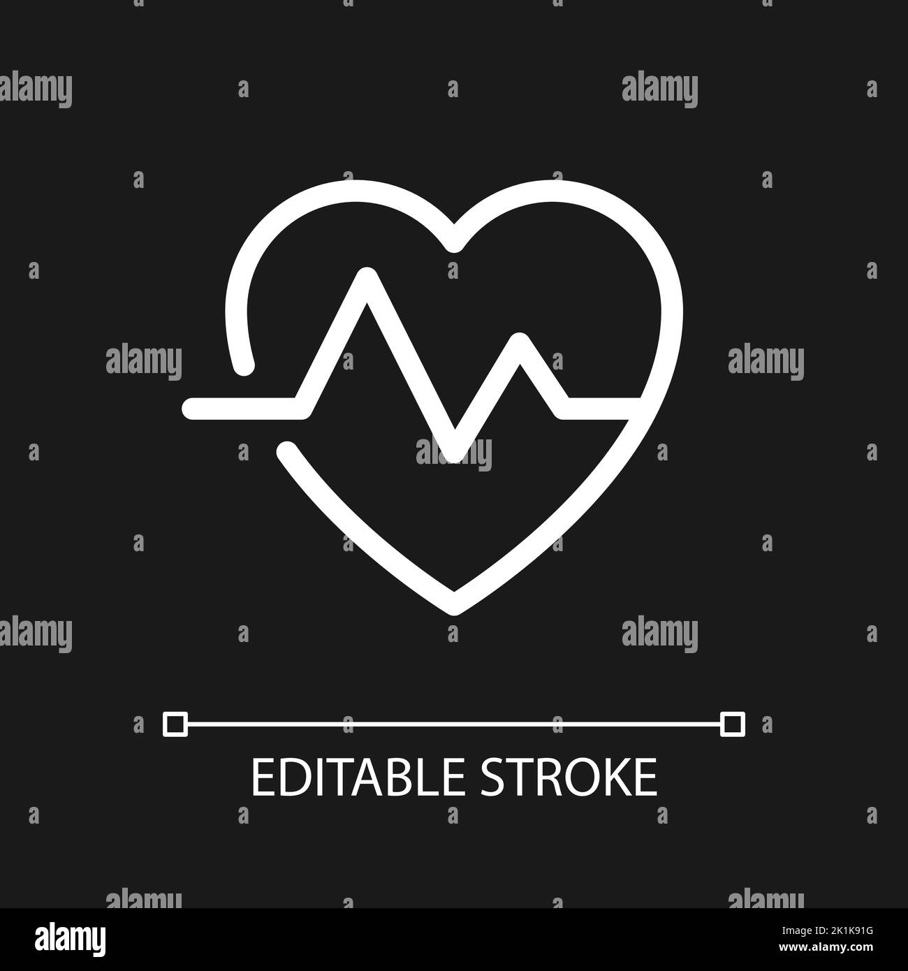 Cardiogram pixel perfect white linear ui icon for dark theme Stock Vector