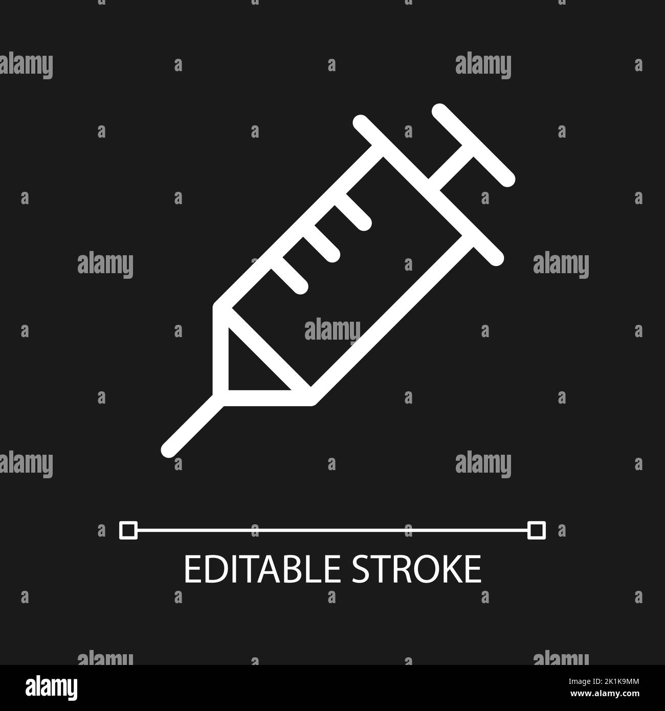 Syringe pixel perfect white linear ui icon for dark theme Stock Vector