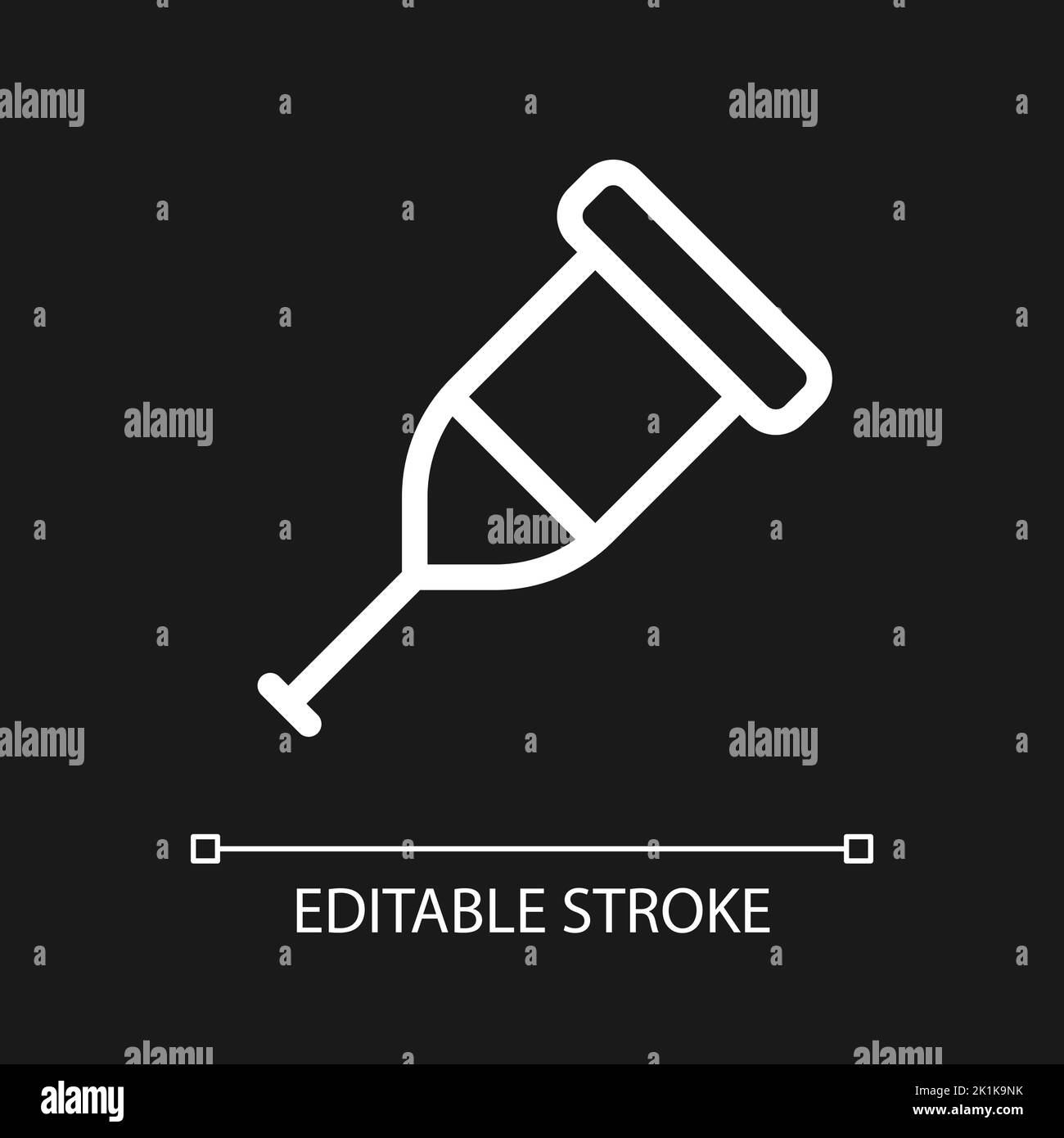 Crutch pixel perfect white linear ui icon for dark theme Stock Vector