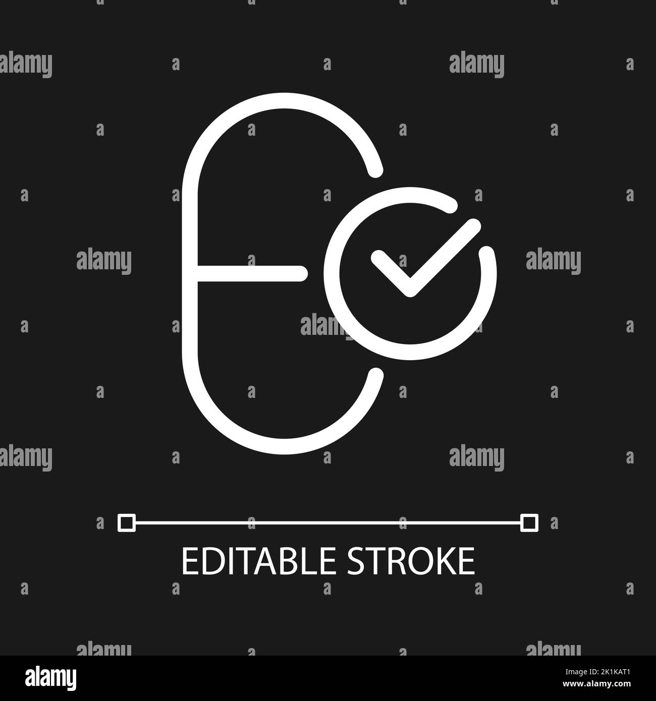 Take medication pixel perfect white linear ui icon for dark theme Stock Vector