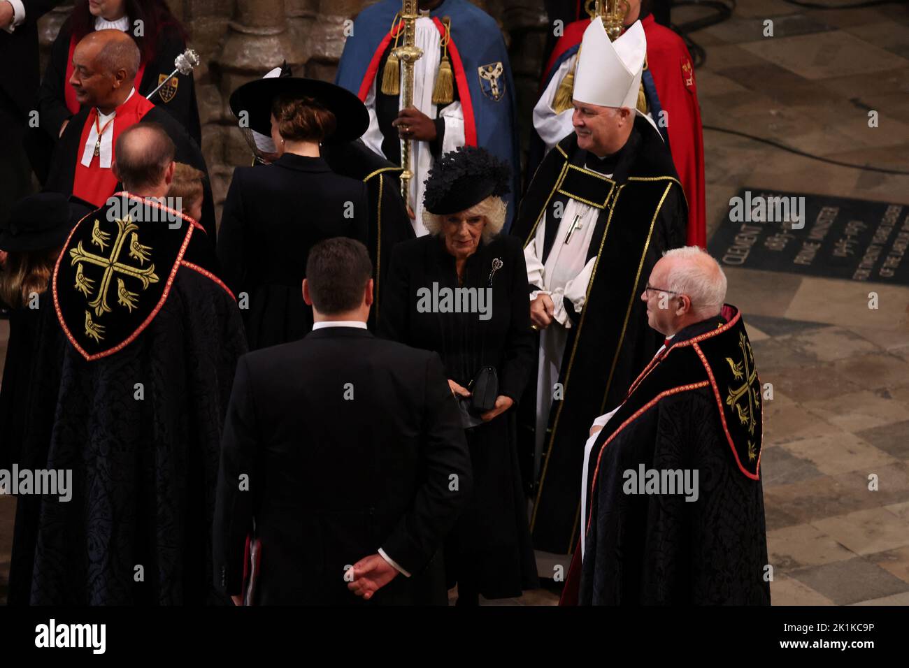 The Queen Consort arrives at the State Funeral of Queen Elizabeth II