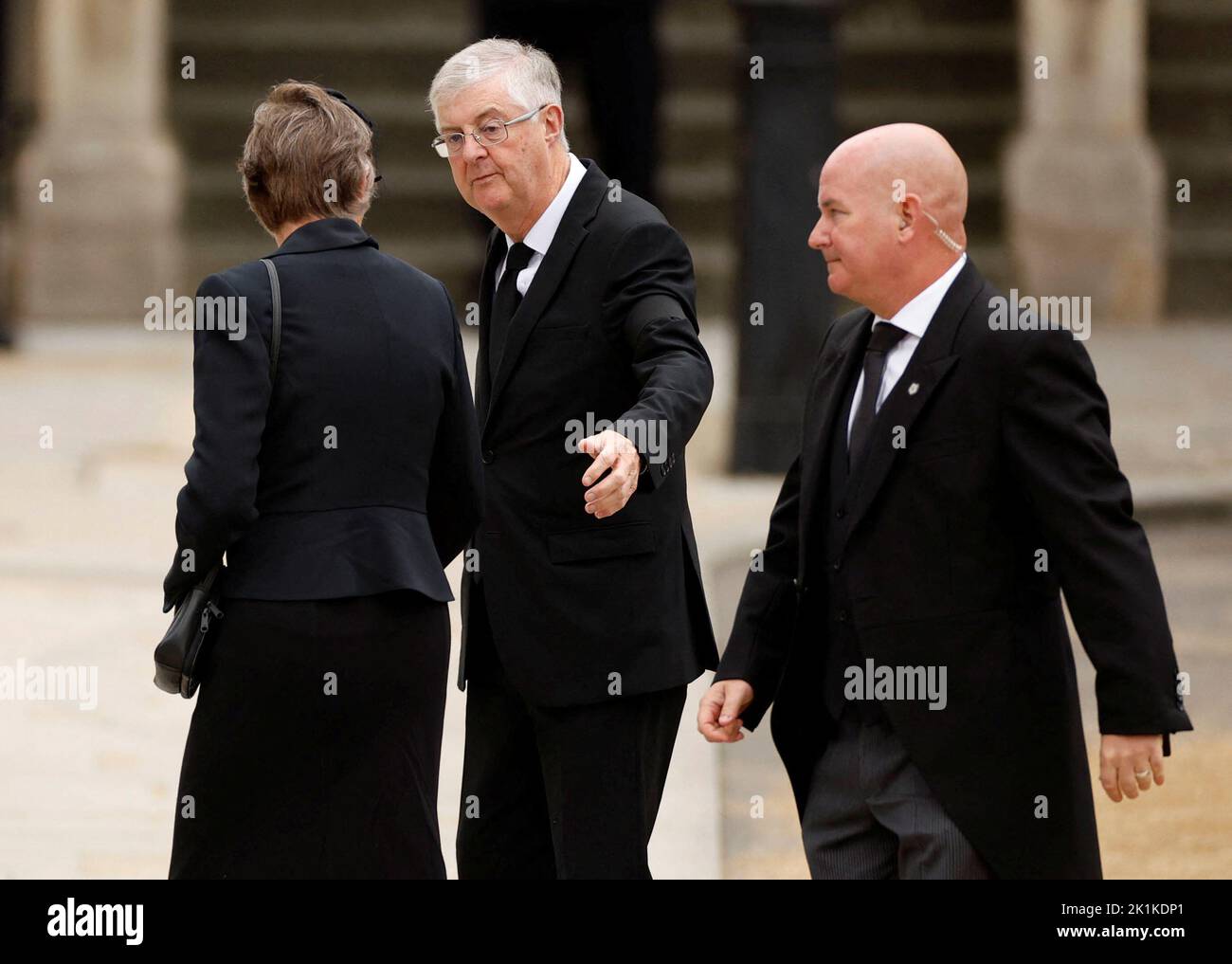 Mark Drakeford First minister of Wales arrives at Westminster Abbey on the day of the state funeral and burial of Britain's Queen Elizabeth, in London, Britain, September 19, 2022  REUTERS/John Sibley Stock Photo