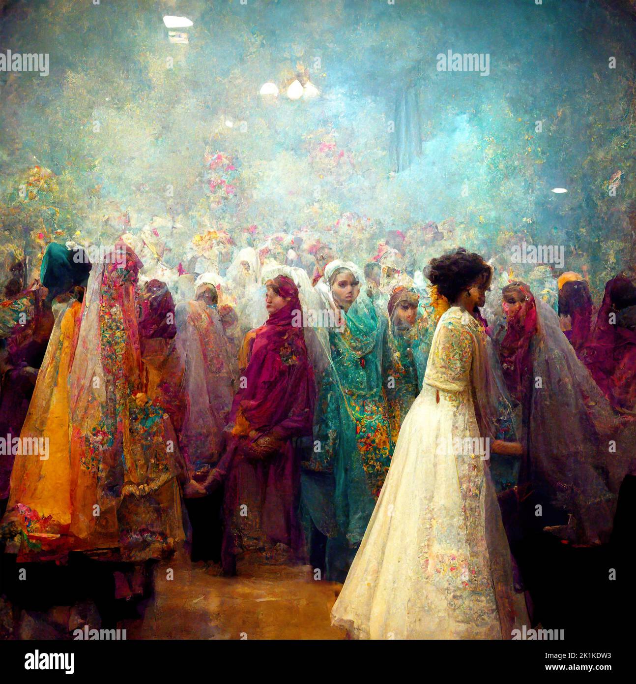 Digitally generated conceptual image of people at a traditional Pakistani wedding celebration Stock Photo