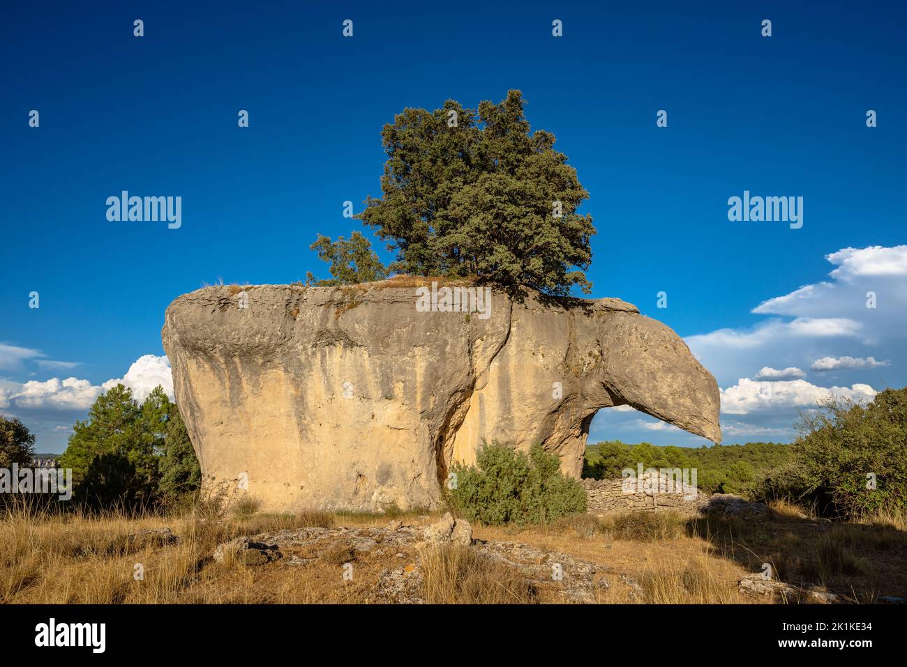 Strange rock formation known as Piedra del Yunque in the Serrania de Cuenca, Spain Stock Photo