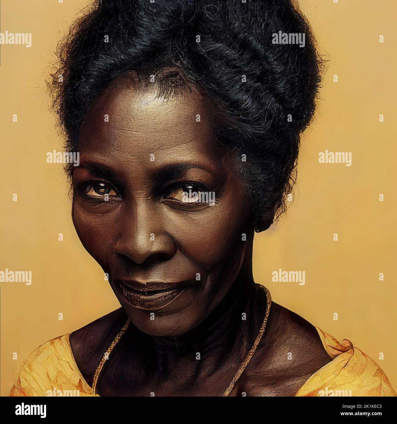 Digitally generated conceptual avatar portrait of a mature African lady Stock Photo