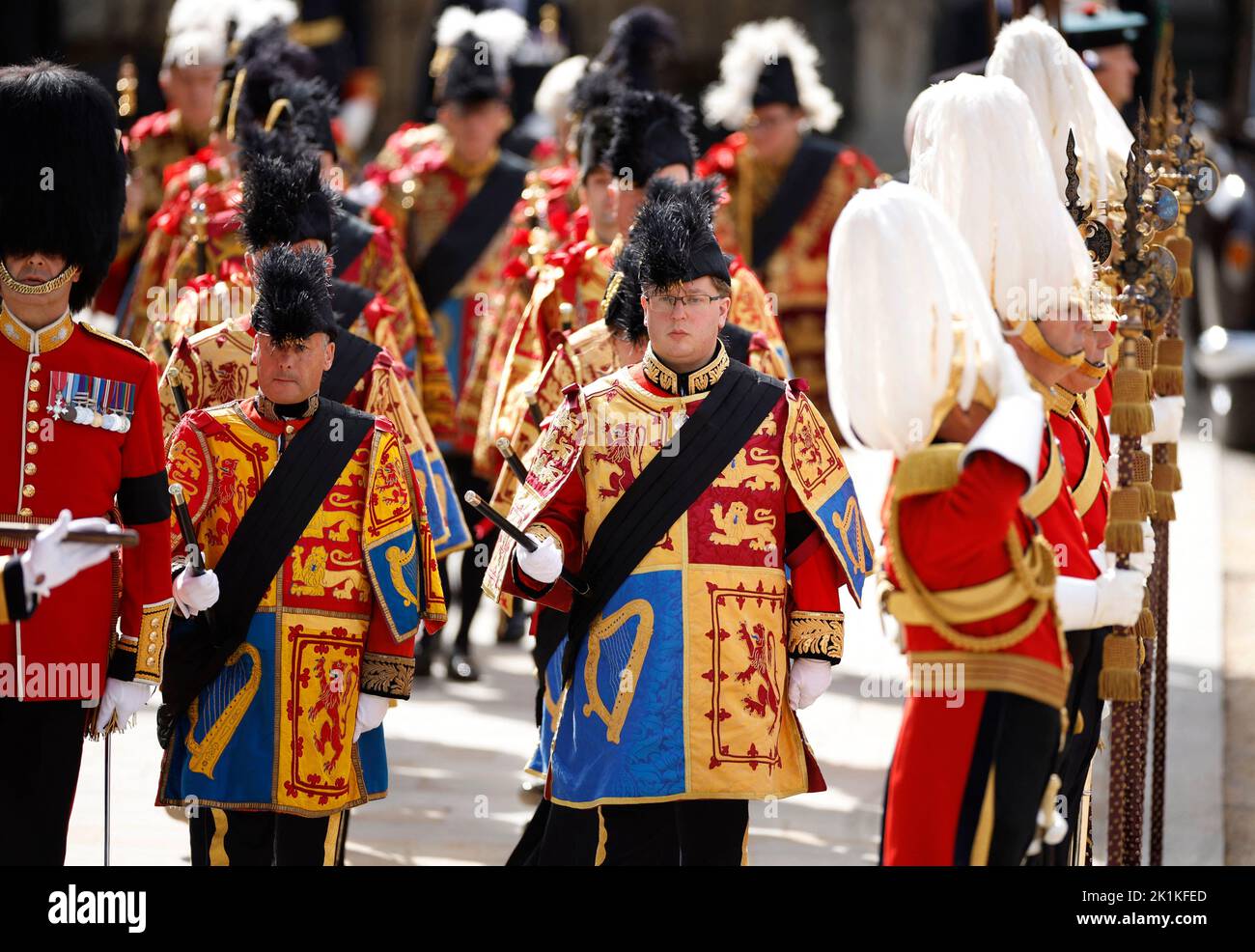 Kings, Heralds, and Pursuivants of arms, on the day of the state funeral and burial of Britain's Queen Elizabeth, in London, Britain, September 19, 2022 REUTERS/John Sibley Stock Photo