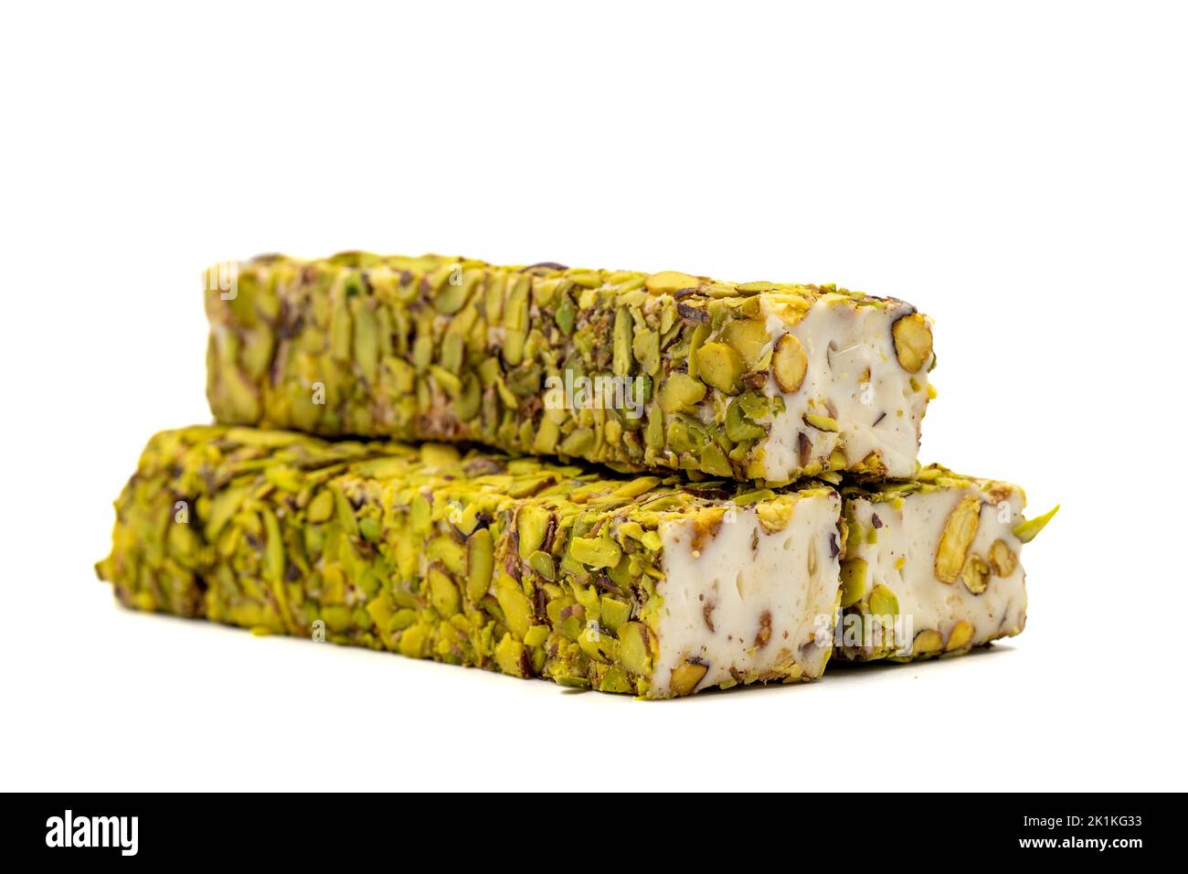 Turkish delight with pistachio isolated on white background. Turkish