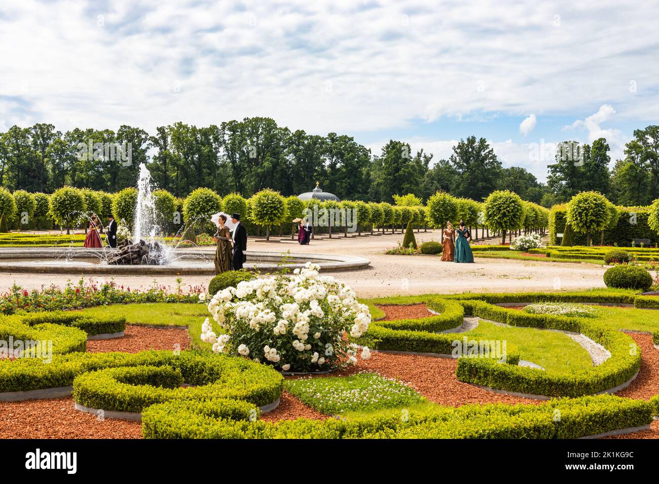Gardens of Rundale palace in Latvia. Famous attraction place for tourists Stock Photo