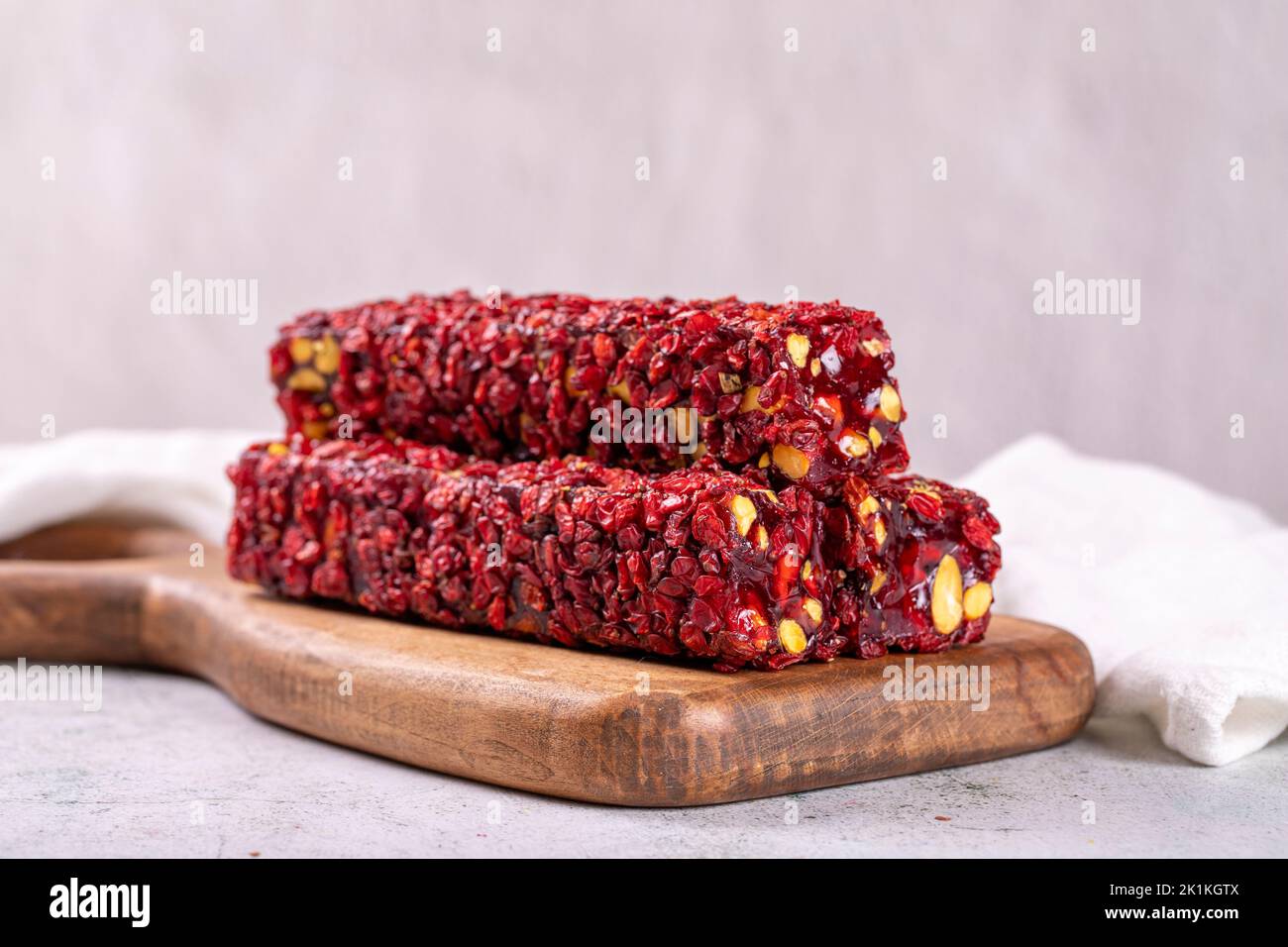 Turkish delight with pistachio on a gray background. Turkish Delight