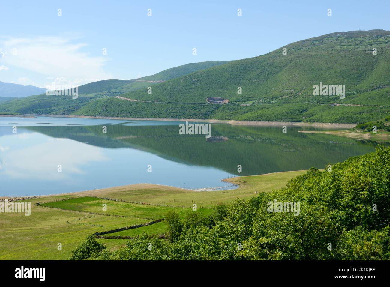 View of Fierza reservoir at Kukes on Albania Stock Photo