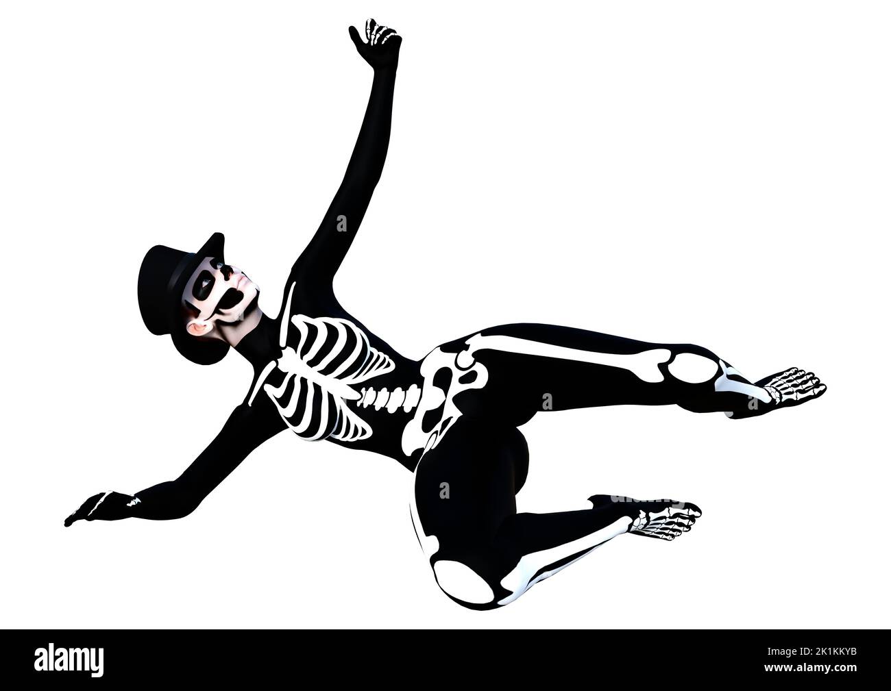 3D Rendering Of A Young Woman Wearing A Skeleton Costume For Halloween 3d-rendering-of-a-young-woman-wearing-a-skeleton-costume-for-halloween