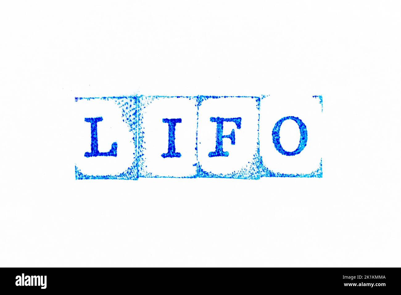 Blue color ink rubber stamp in word LIFO (abbreviation of last in first
