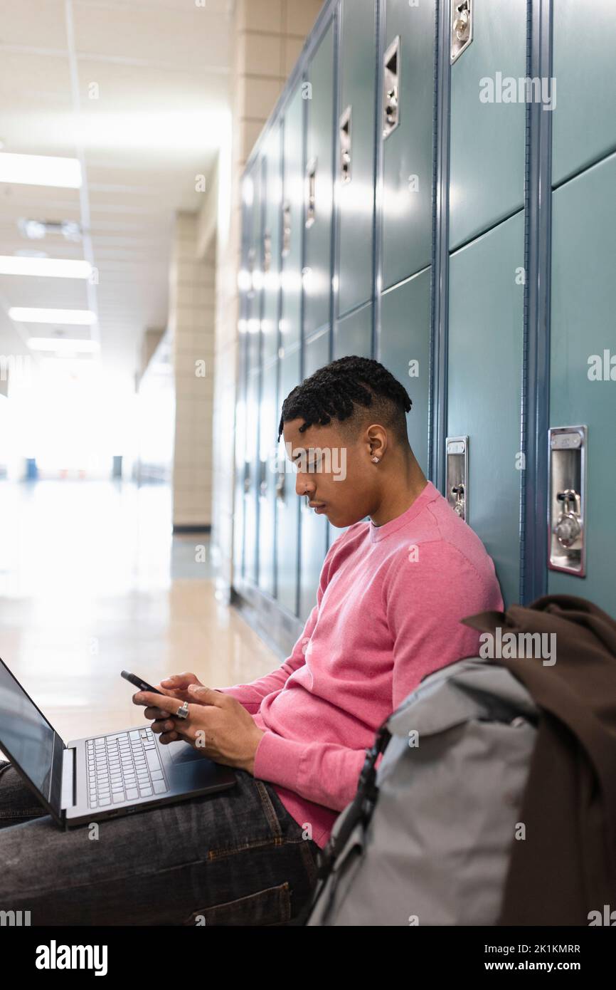 School teenager backpack lockers hires stock photography and images Alamy