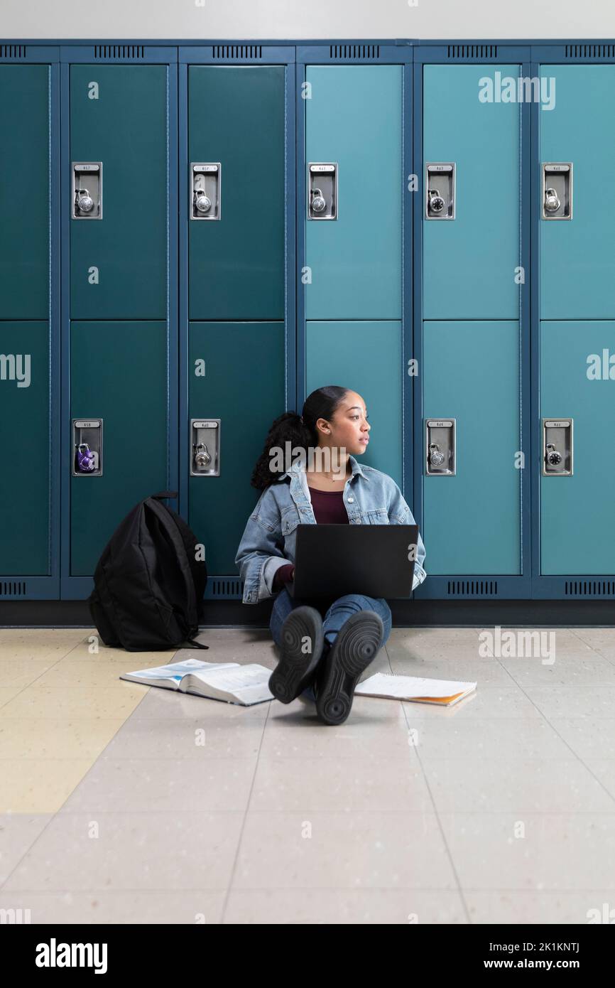 School teenager backpack lockers hires stock photography and images Alamy