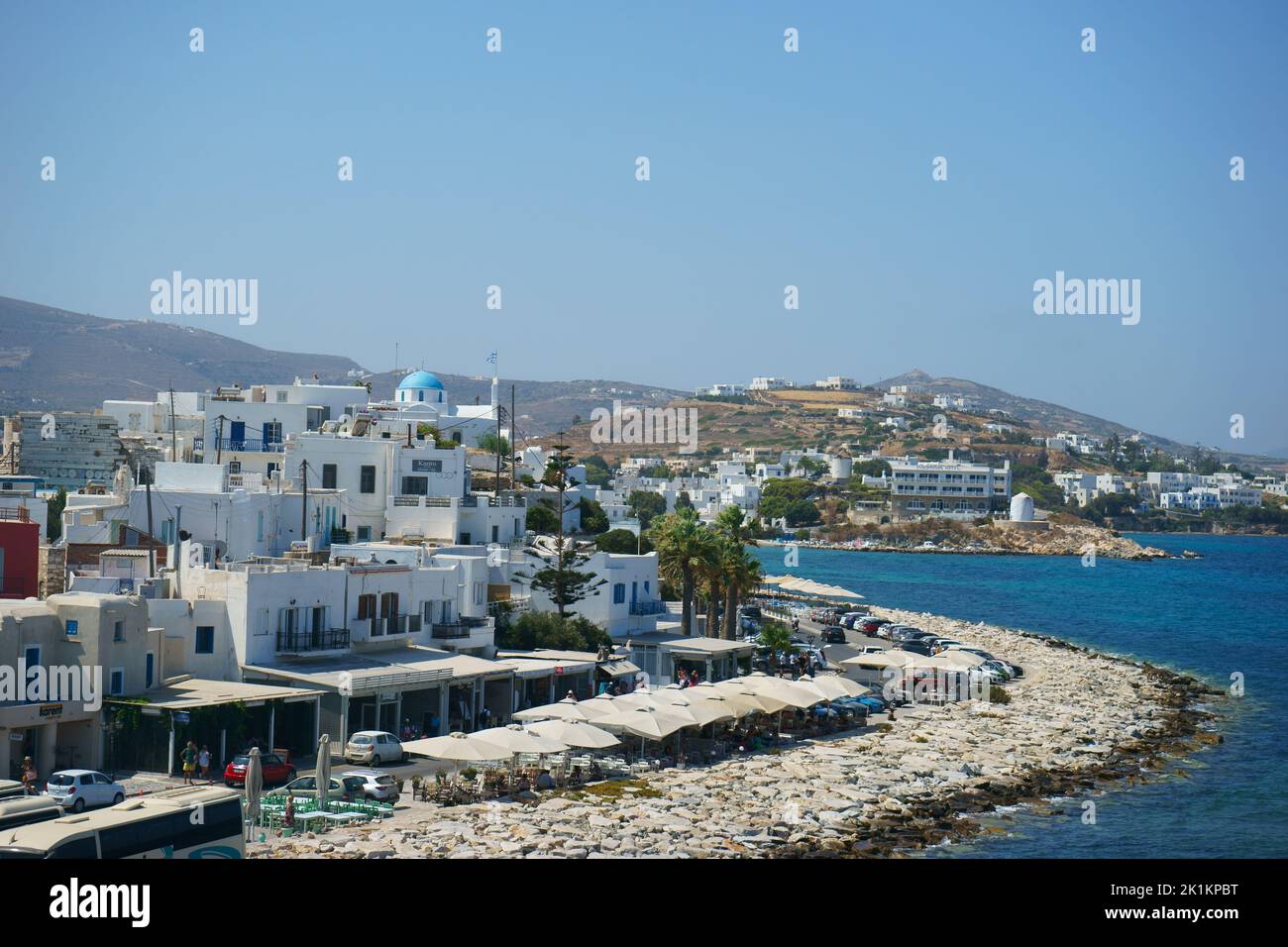 The Greek island of Paros, Cyclades, in the Aegean Sea - Parikia Stock Photo