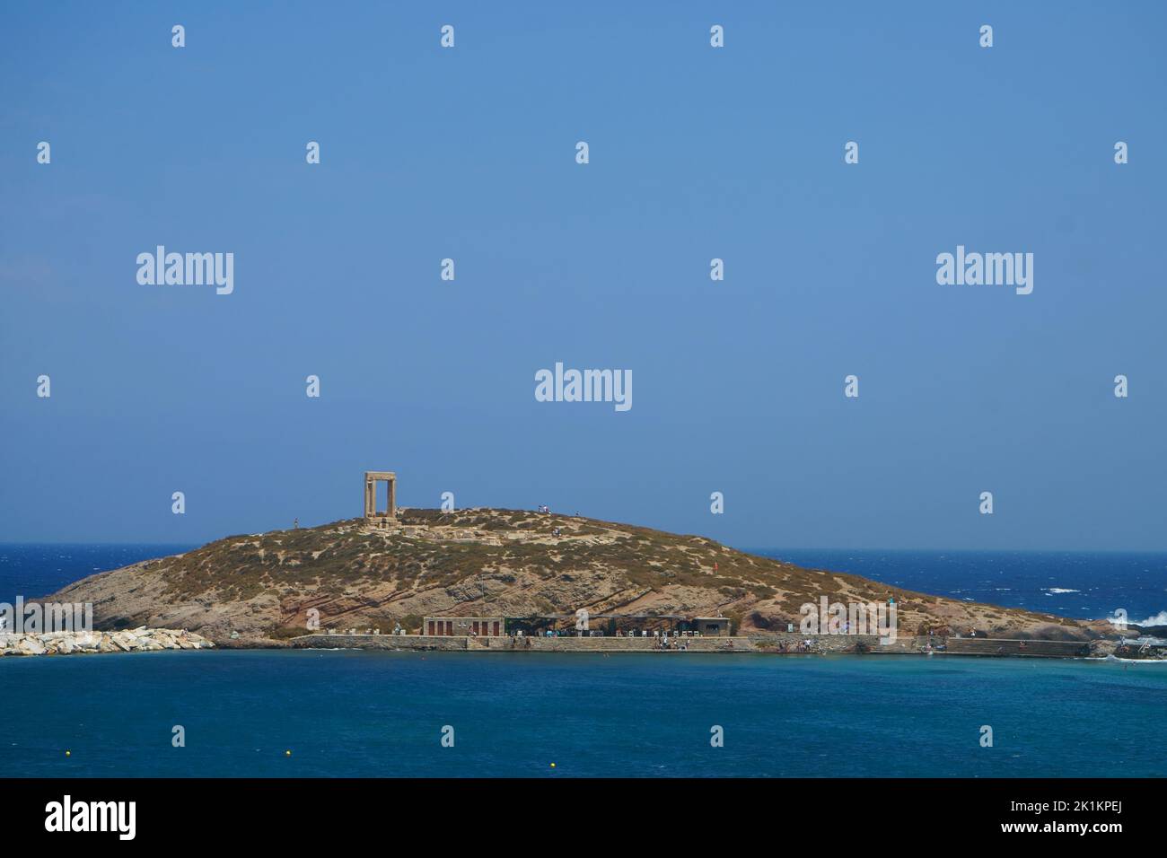 The Greek island of Naxos, Cyclades, in the Aegean Sea - Doorway of the ruins of the Temple of Apollo. Stock Photo