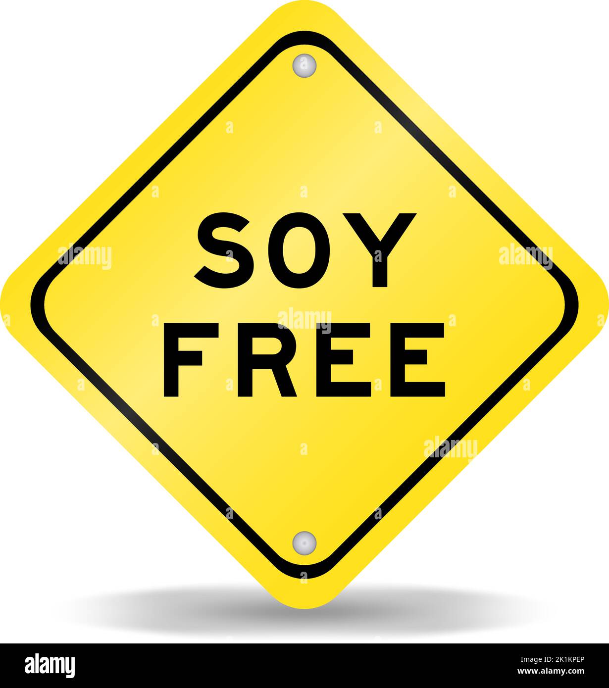 Yellow color transportation sign with word soy free on white background