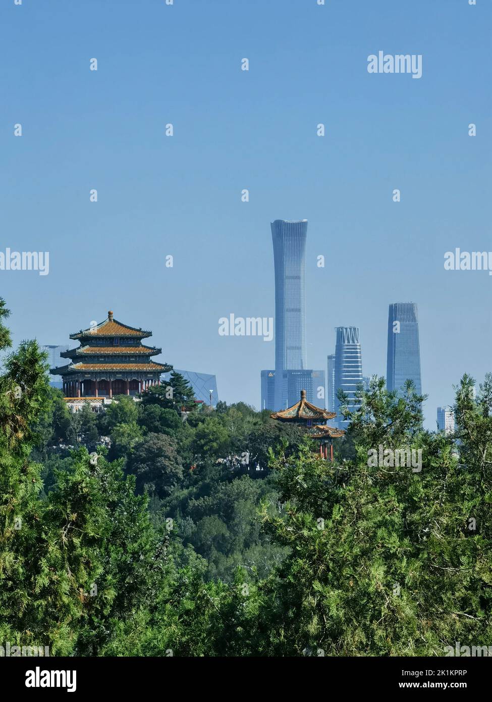 A beautiful shot of the ancient and modern buildings of Beijing, China Stock Photo