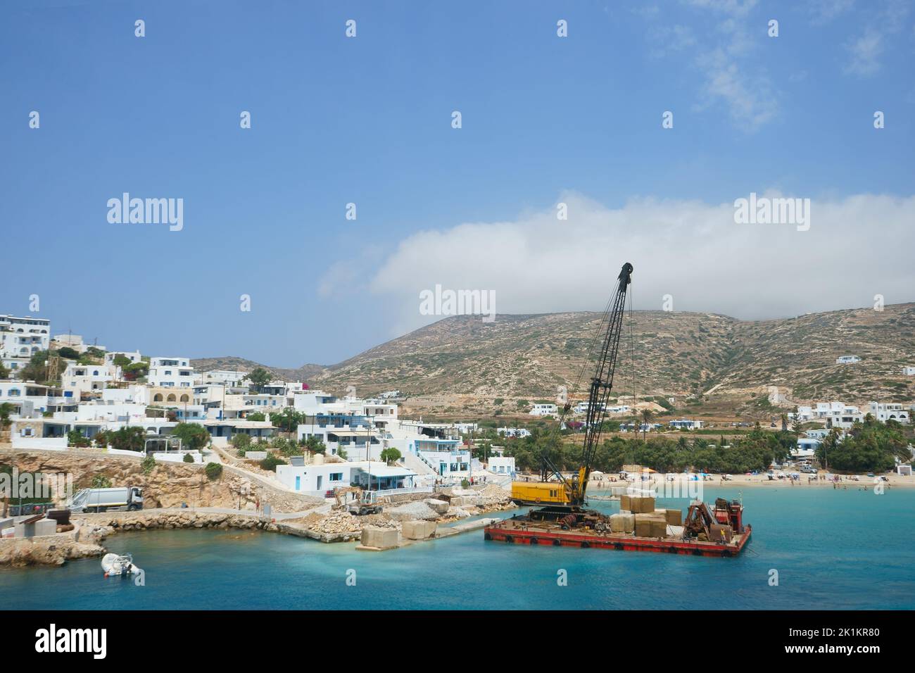 Donoussa, Small Cyclades island, aegean sea, Greece - barge reparing cliff Stock Photo