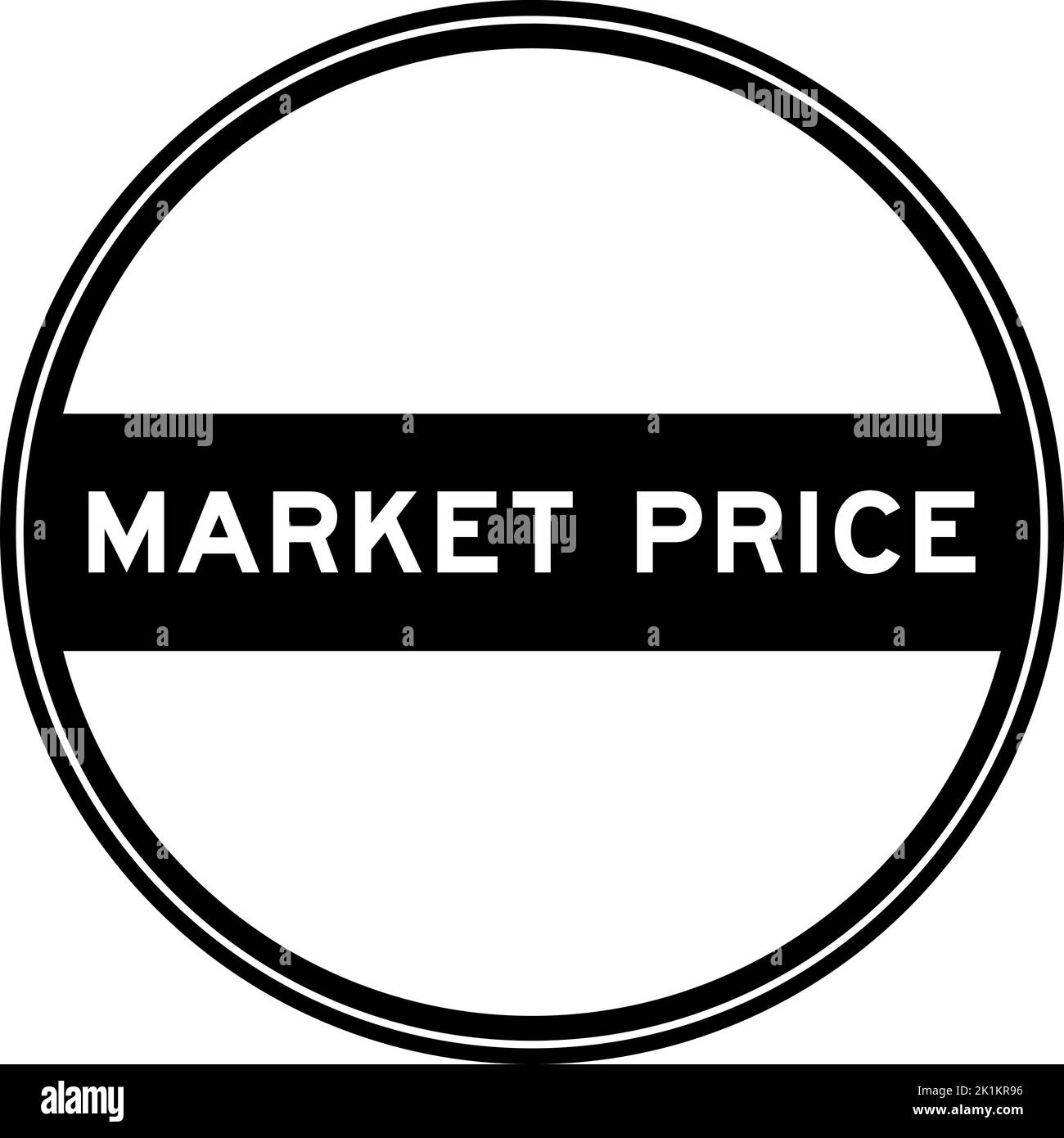 Black color round seal sticker in word market price on white background Stock Vector