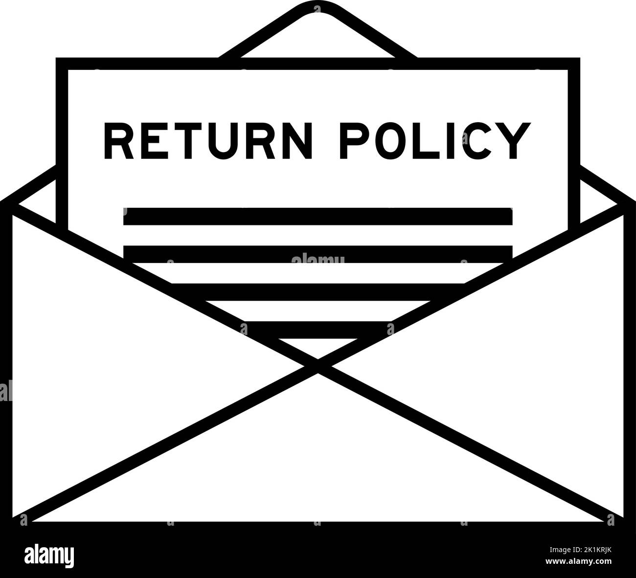 Envelope and letter sign with word return policy as the headline Stock