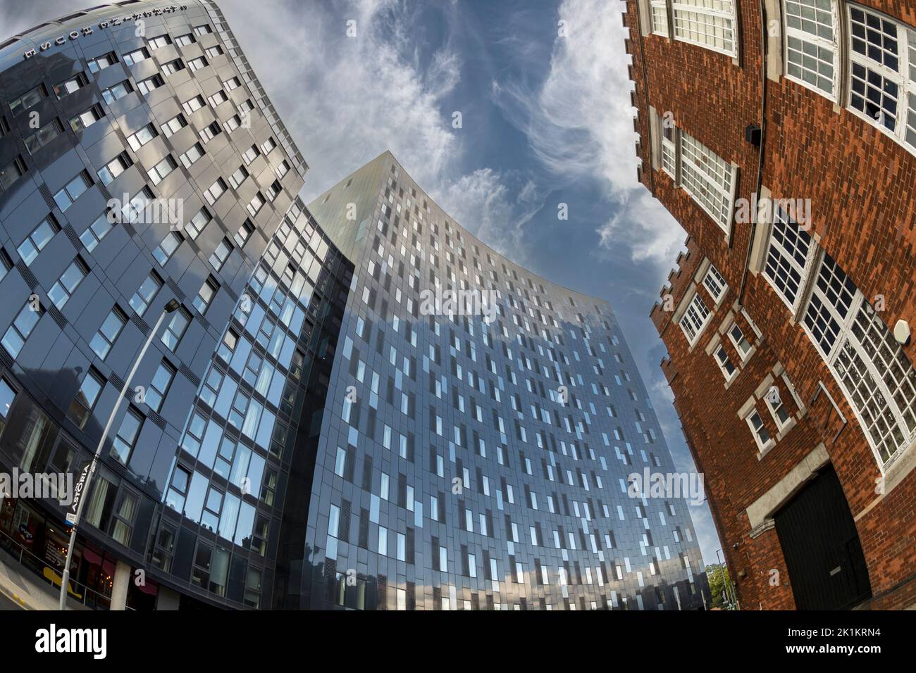 Looking up at Catherine House Student accommodation in Portsmouth City centre Stock Photo