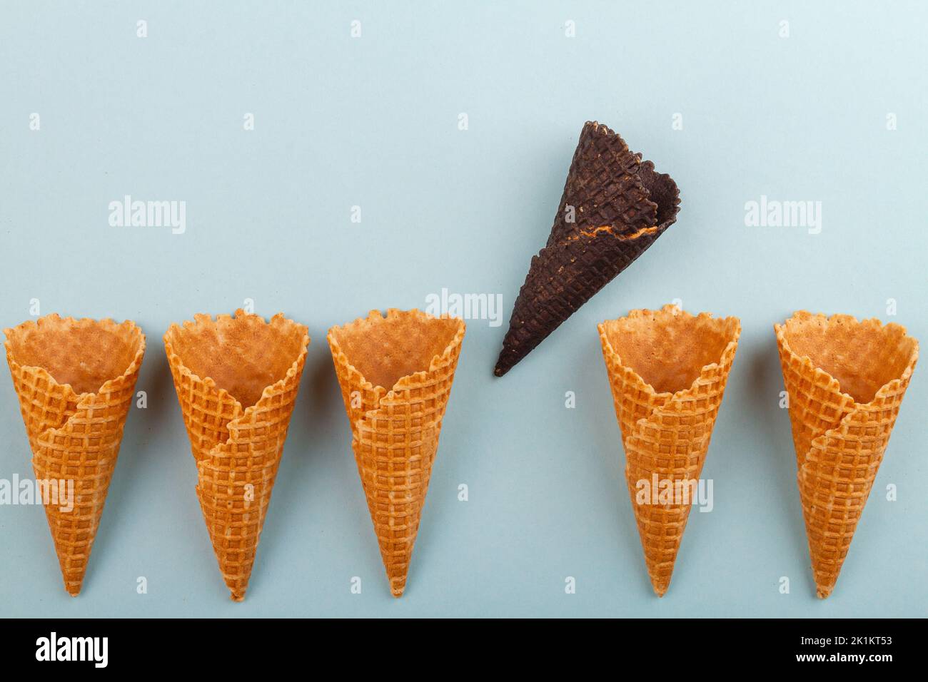 Brown ice cream cone waffle stands out from ordinary ones Stock Photo ...