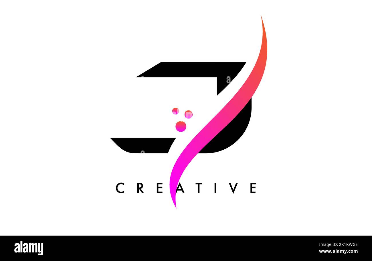 J Letter Logo Design with Elegant Creative Swoosh and Dots Vector ...