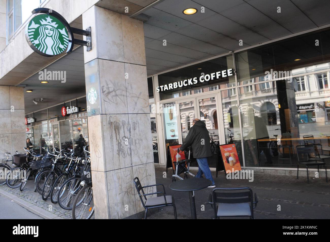 Copenhagen /Denmark/19 September 2022/ Seattle chain starbucks coffee cafe in danish capital