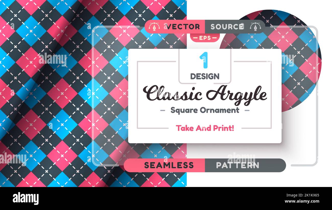 Argyle Seamless Pattern, Fabric Texture Background, Textile Wallpaper Stock Vector