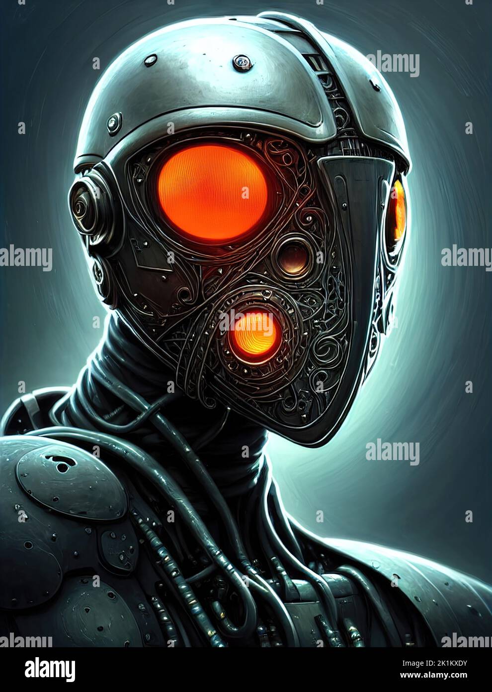 Limited klinke Humoristisk Gasmask steampunk portrait of a robot, cyborg in a cyberpunk mask. A steel  helmet on his head, glowing eyes of a steampunk humanoid gas mask. 3d illus  Stock Photo - Alamy