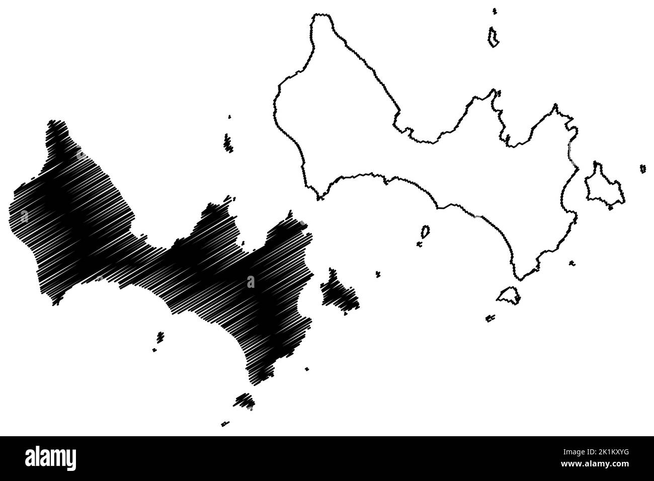 Uke island (Japan, East Asia, Japanese archipelago, Amami Islands) map vector illustration