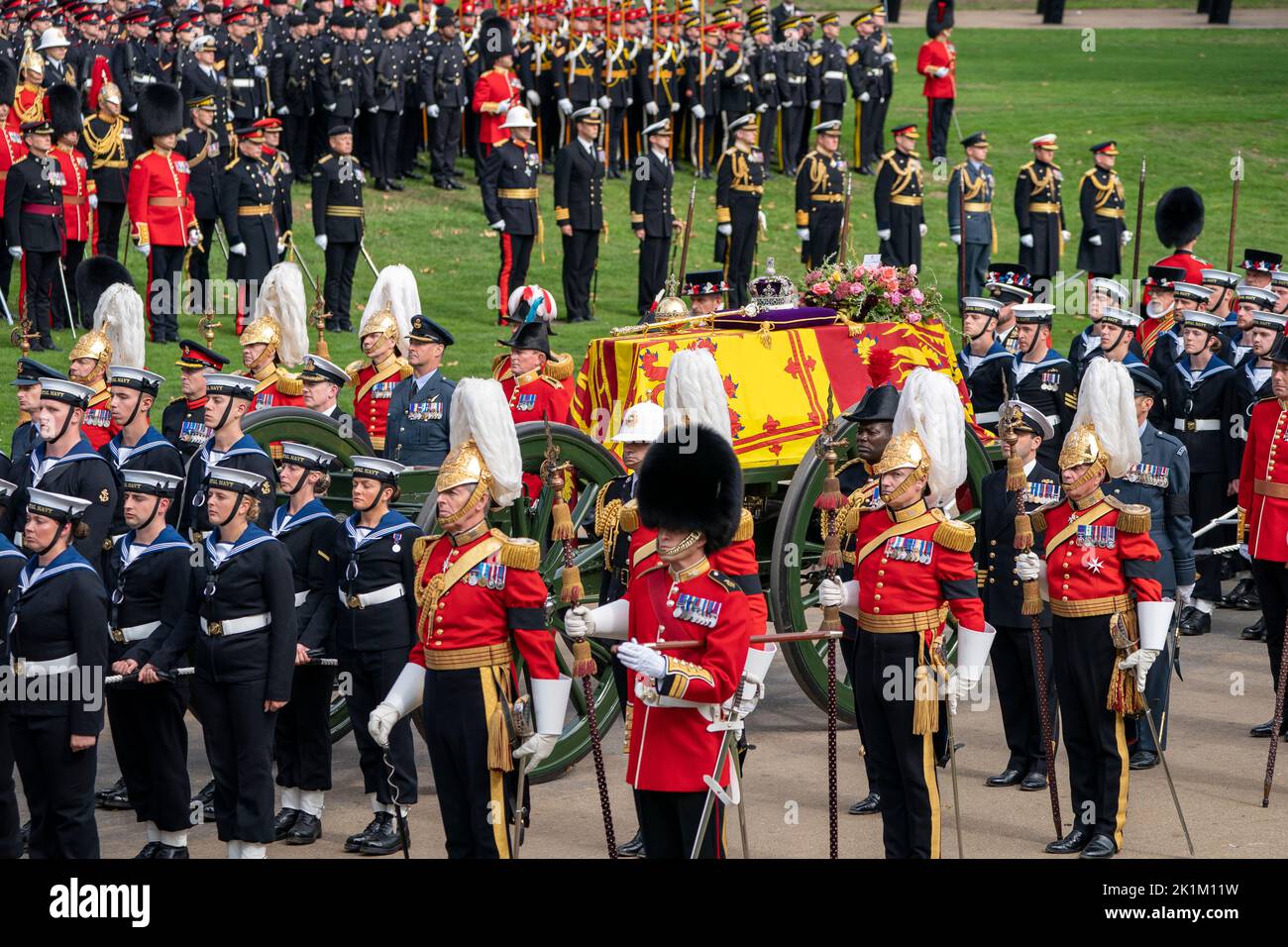 The State Gun Carriage carrying the coffin of Queen Elizabeth II