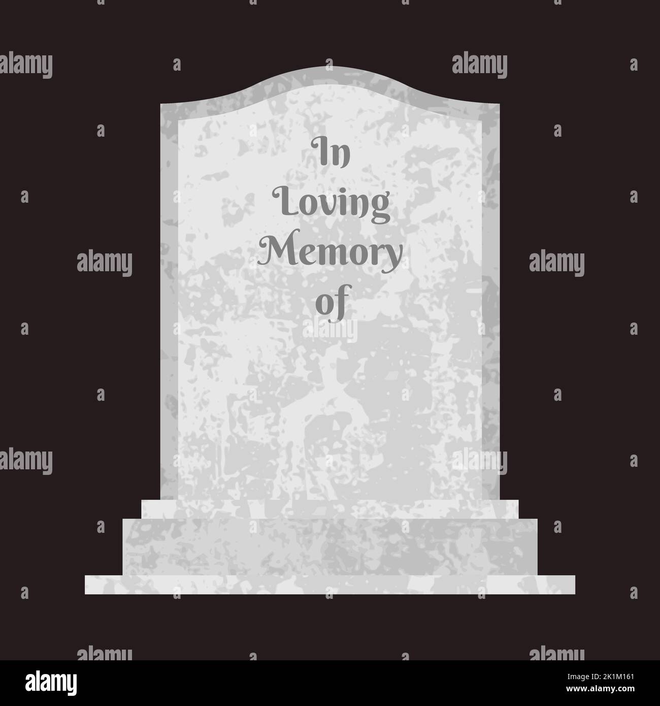 In Loving Memory Of headstone at a cemetery. Blank grave stone vector illustration. Stock Vector