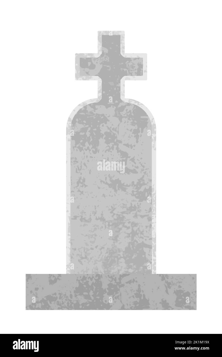 Blank tombstone at a cemetery. Empty grave stone vector illustration. Stock Vector